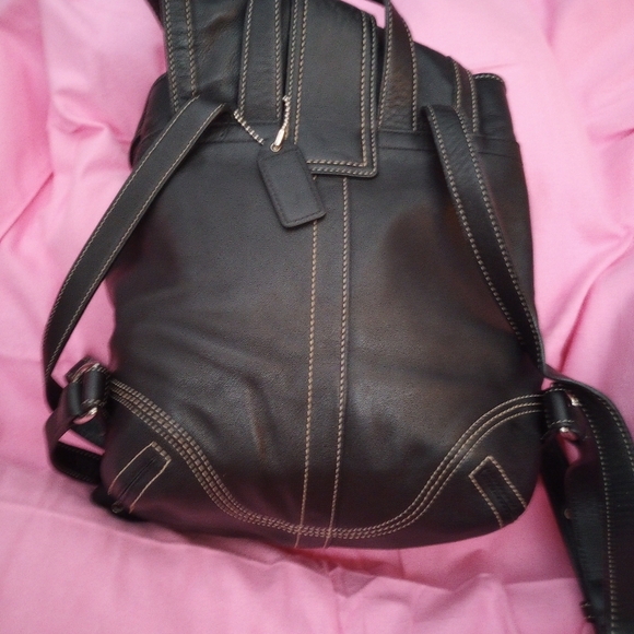 Authentic COACH Soho Black Leather Drawstring Backpack EUC! 3559 - Picture 5 of 8